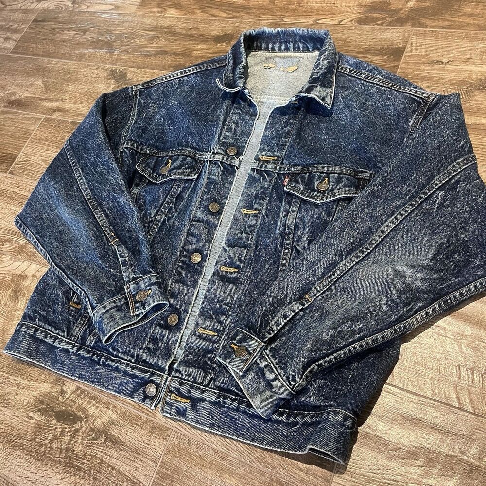 Vintage Levi’s Jacket Mens Large Denim Trucker USA Acid Wash 70507-0227 80s READ